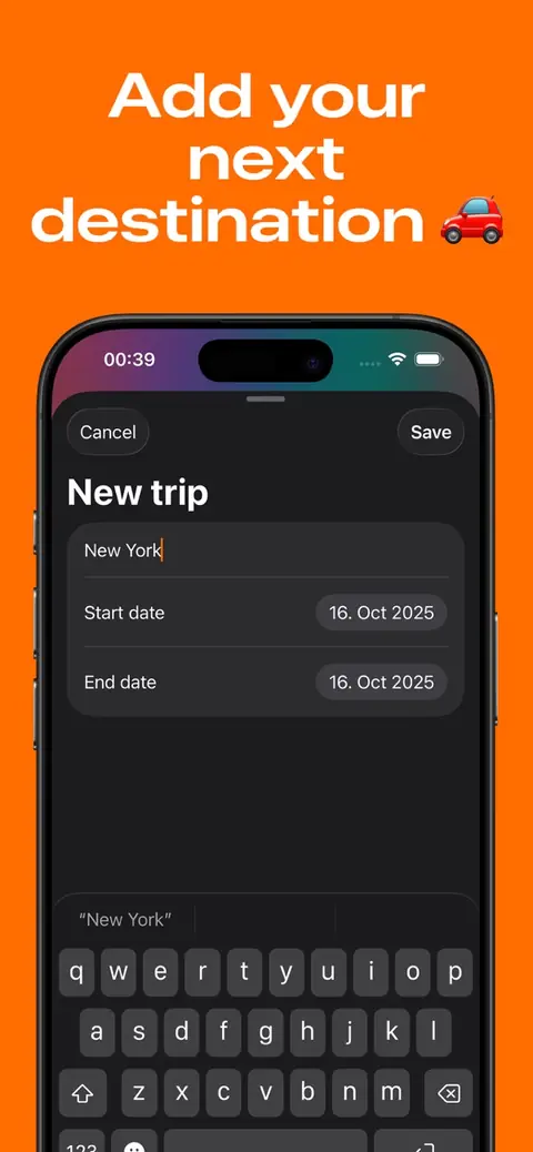 Adding a new trip to New York with dates